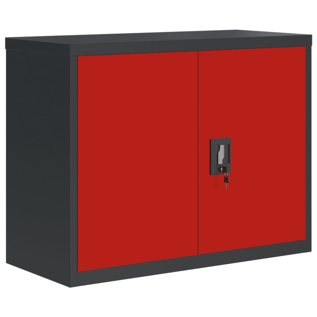 Filing cabinet anthracite and red 90x40x70 cm steel