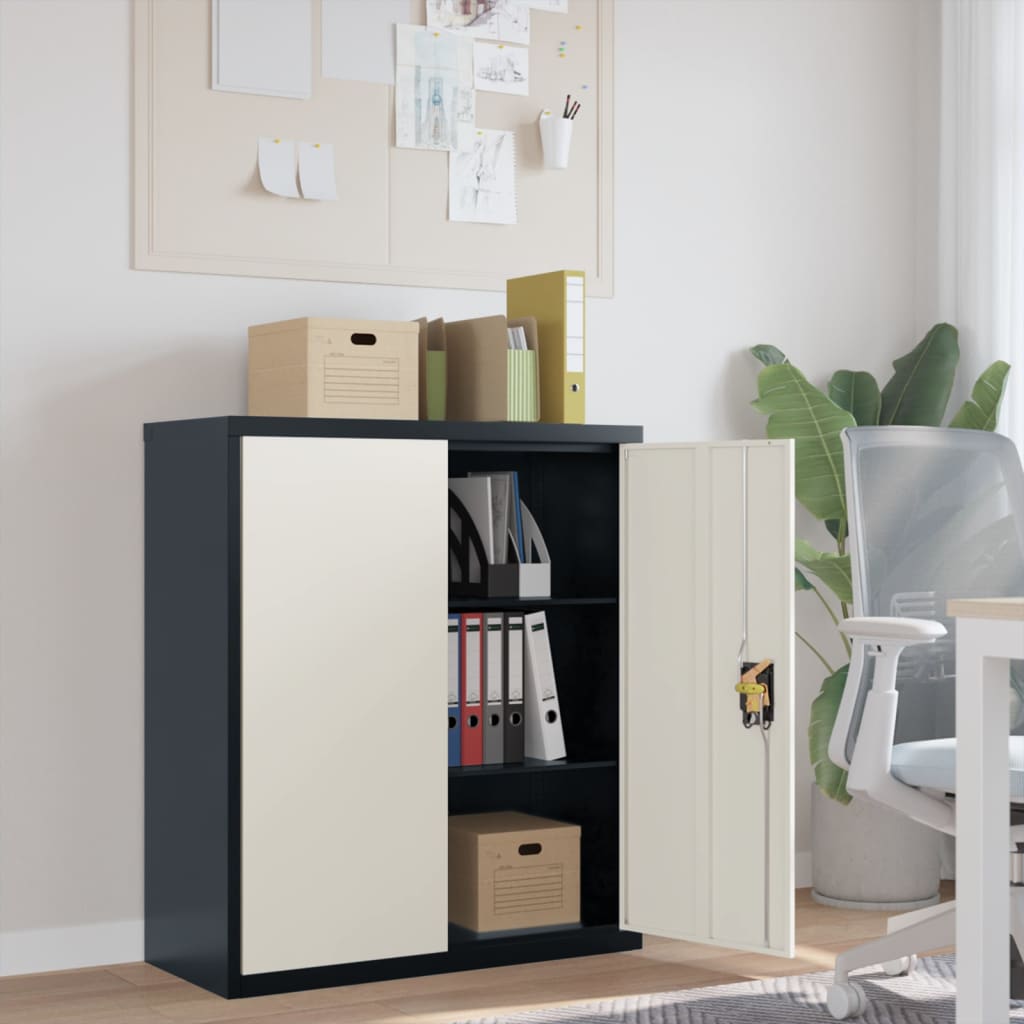 Filing cabinet anthracite and white 90x40x105 cm steel
