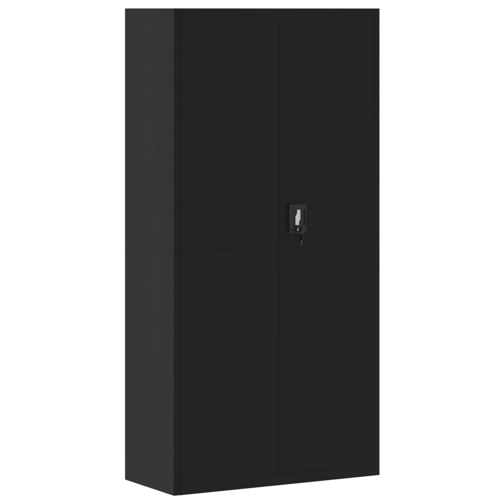 Filing cabinet black 90x40x180 cm steel