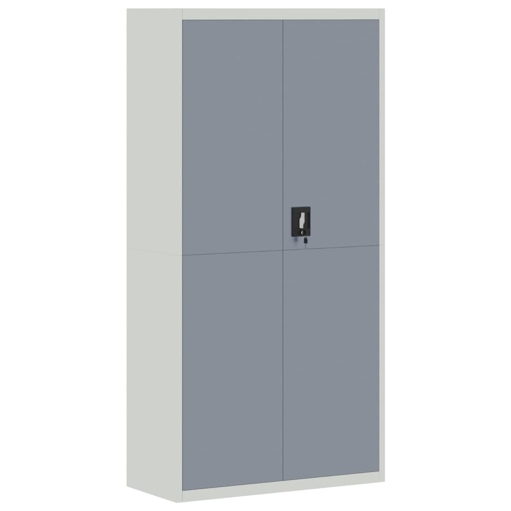 Filing cabinet light gray and dark gray 90x40x180 cm steel