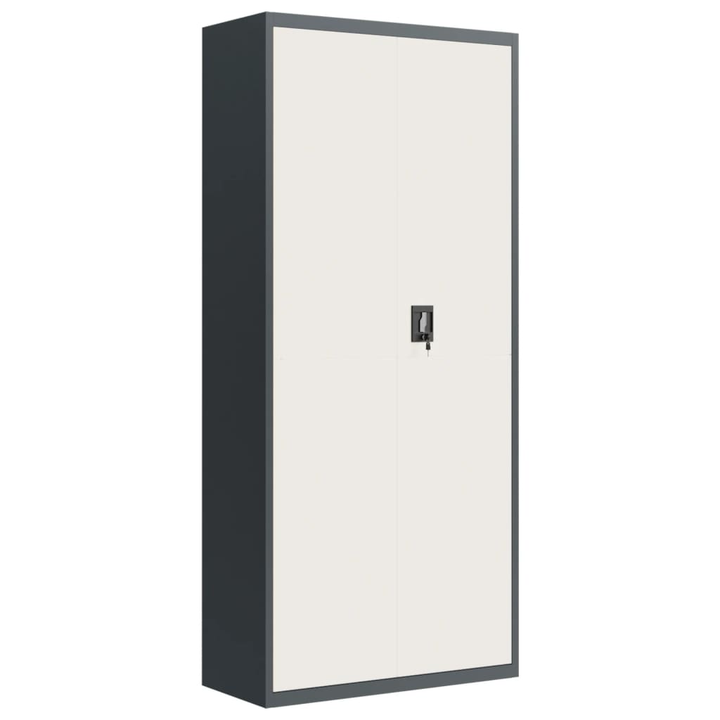 Filing cabinet anthracite and white 90x40x200 cm steel