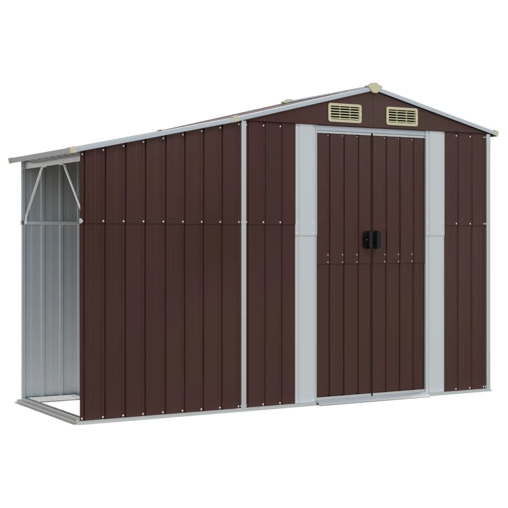 Tool shed brown 277x93x179 cm galvanized steel