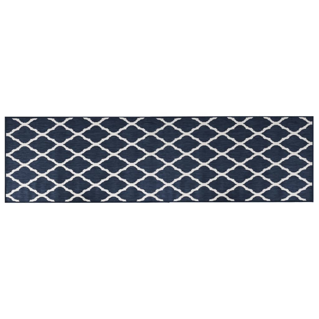 Outdoor rug navy blue and white 80x250 cm