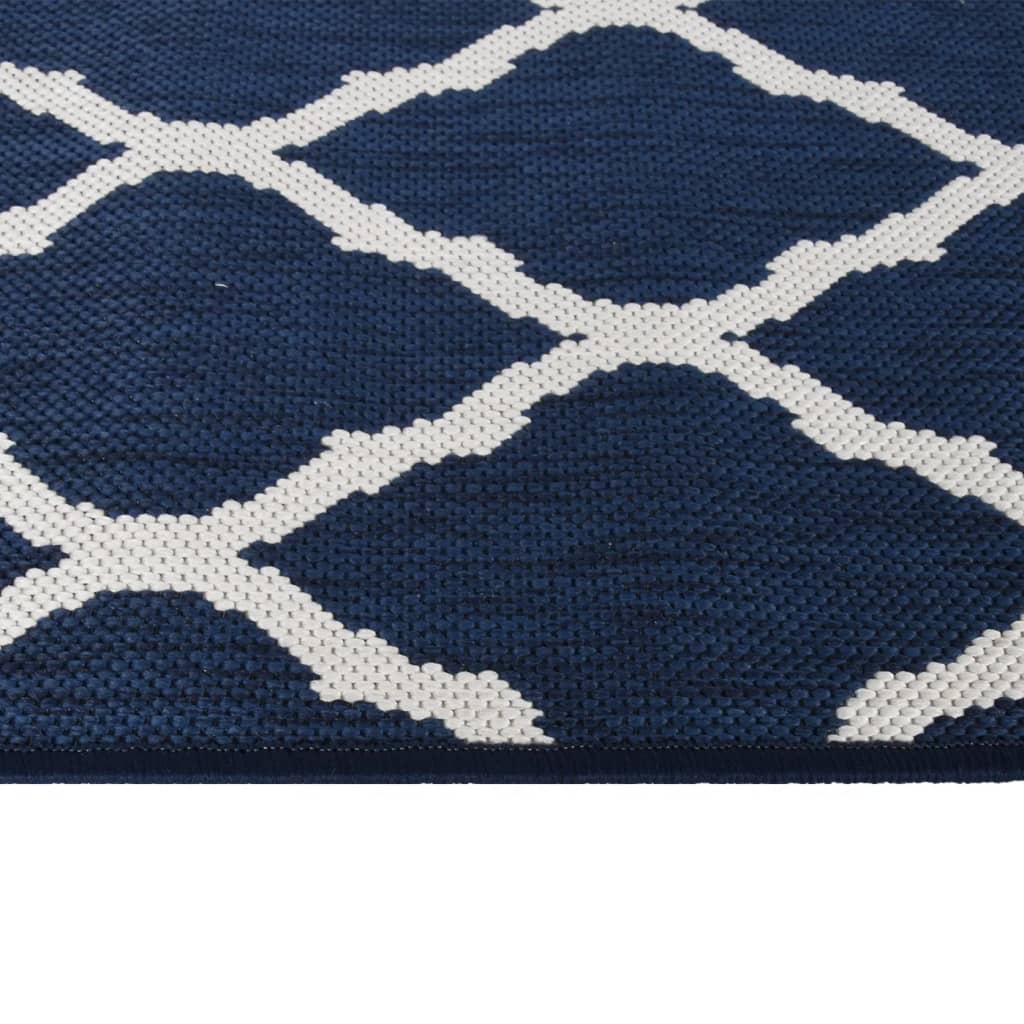 Outdoor rug navy blue and white 80x250 cm