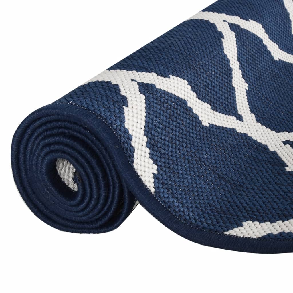 Outdoor rug navy blue and white 100x200 cm