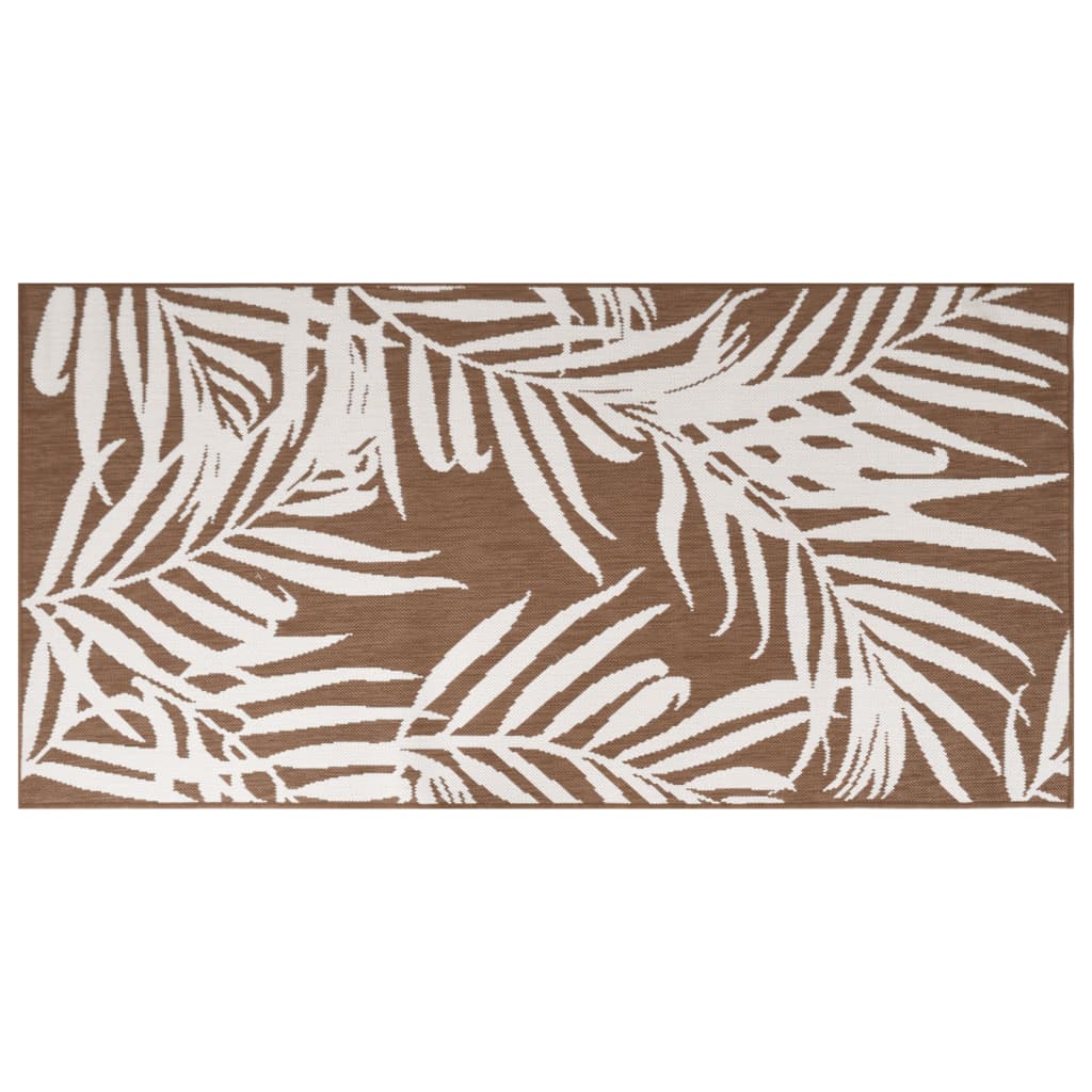 Outdoor rug brown and white 100 x 200 cm