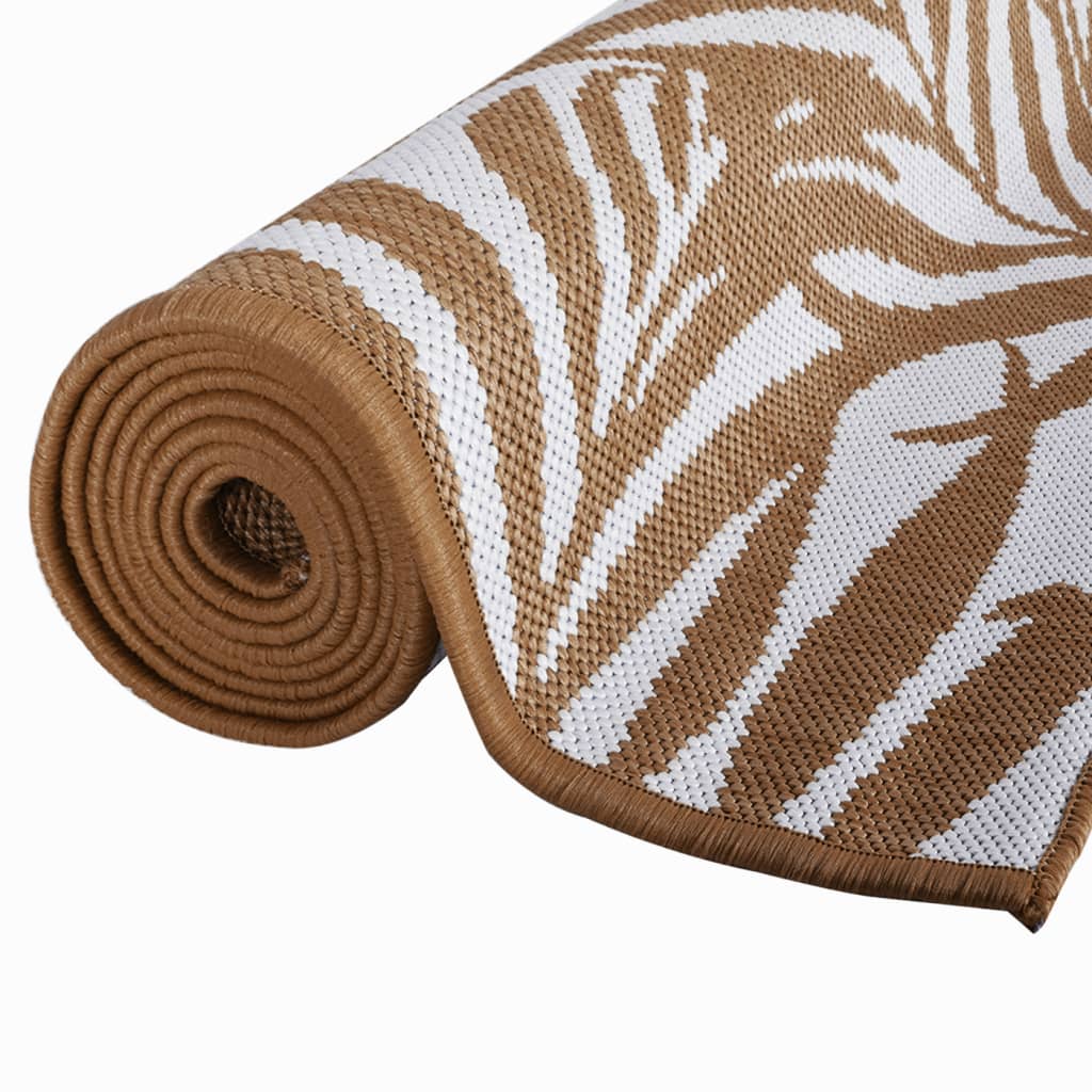 Outdoor rug brown and white 100 x 200 cm