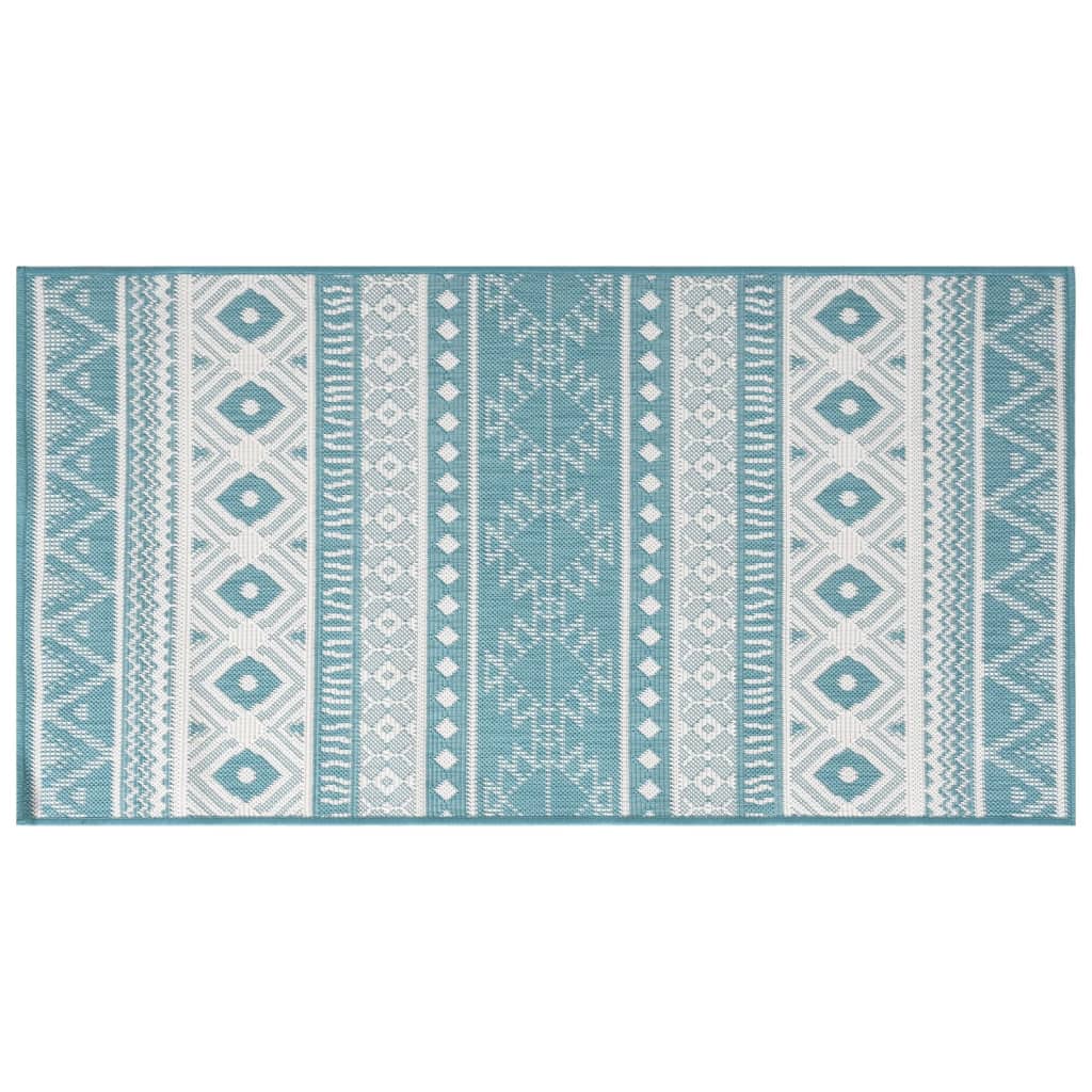 Outdoor rug aqua blue and white 80x150 cm