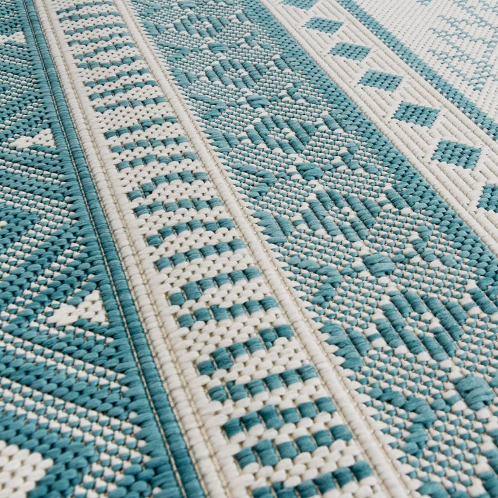 Outdoor rug aqua blue and white 80x150 cm