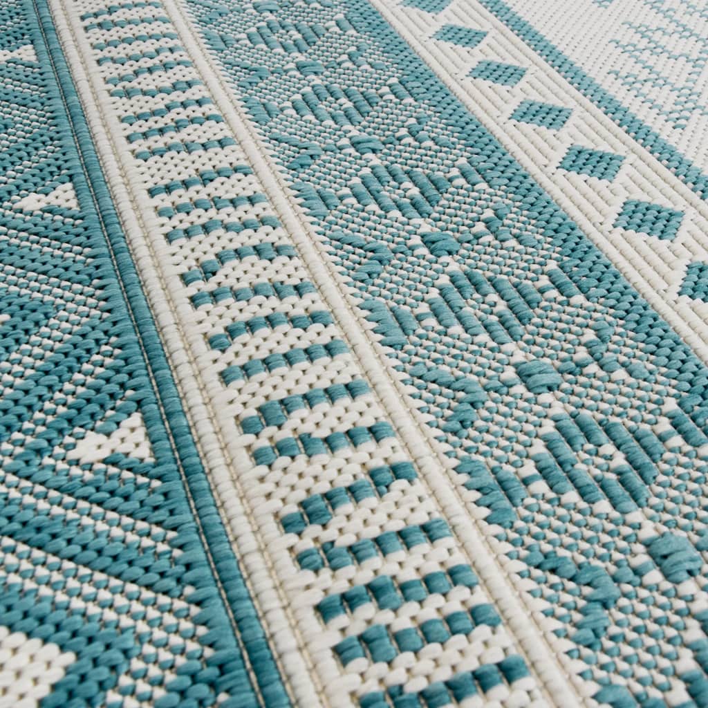 Outdoor rug aqua blue and white 80x250 cm