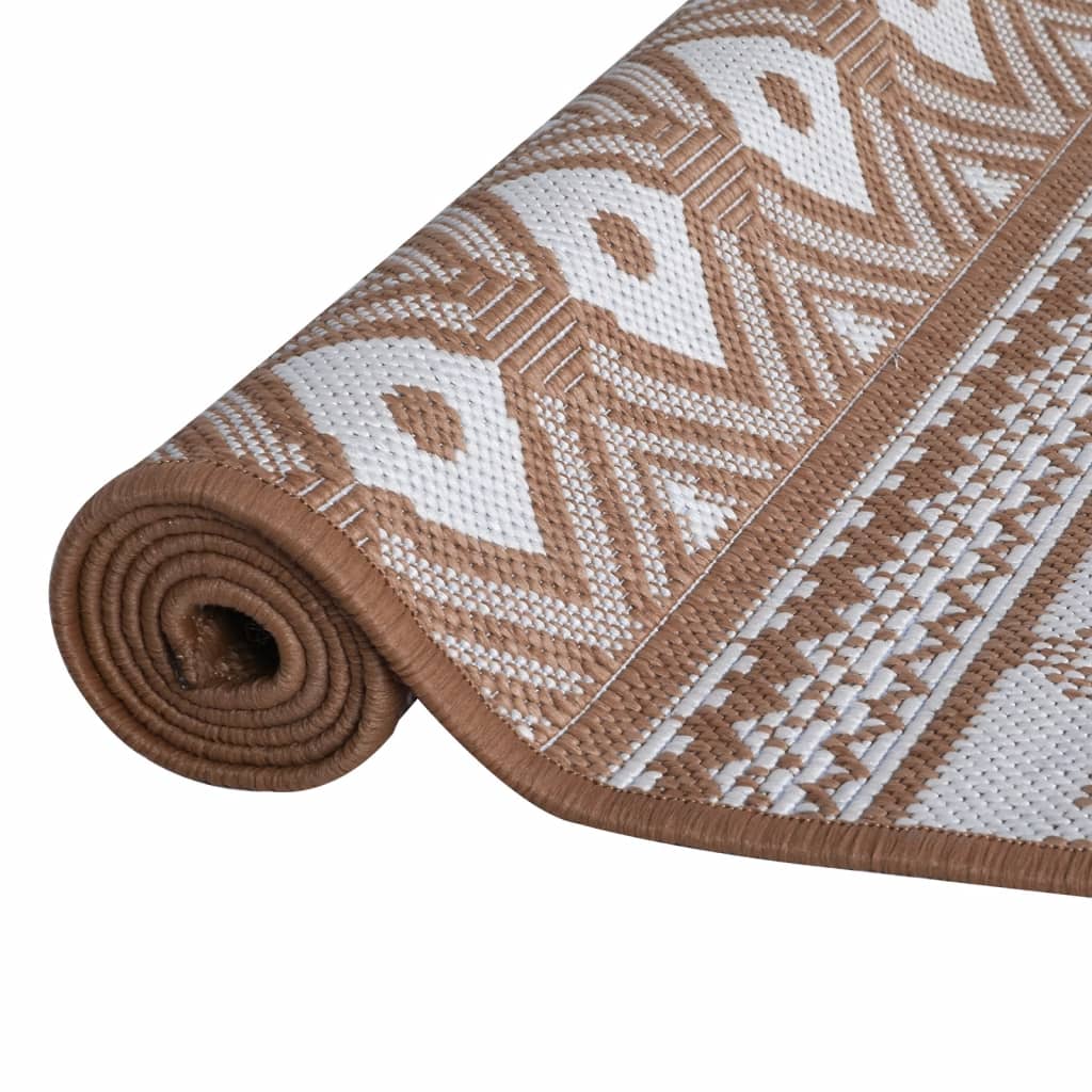 Outdoor rug brown and white 80x150 cm