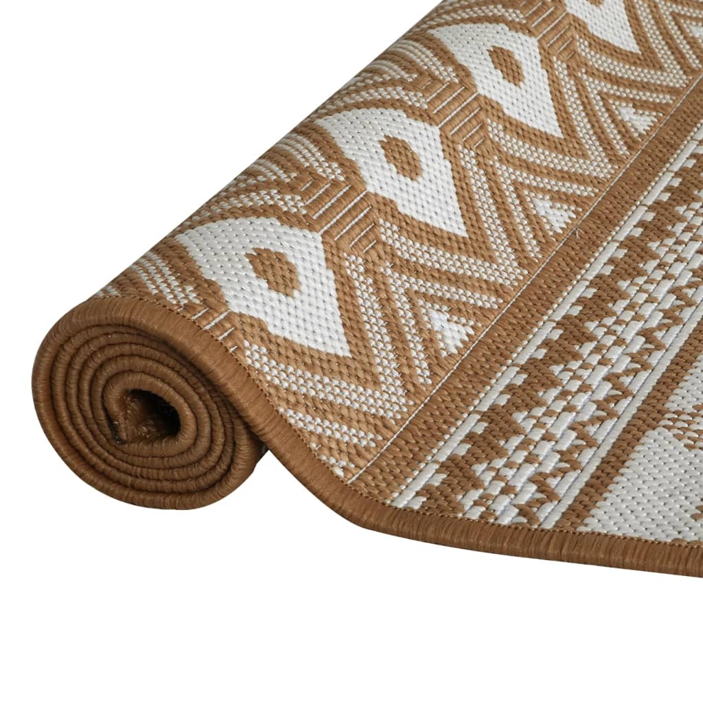 Outdoor rug brown and white 80x250 cm