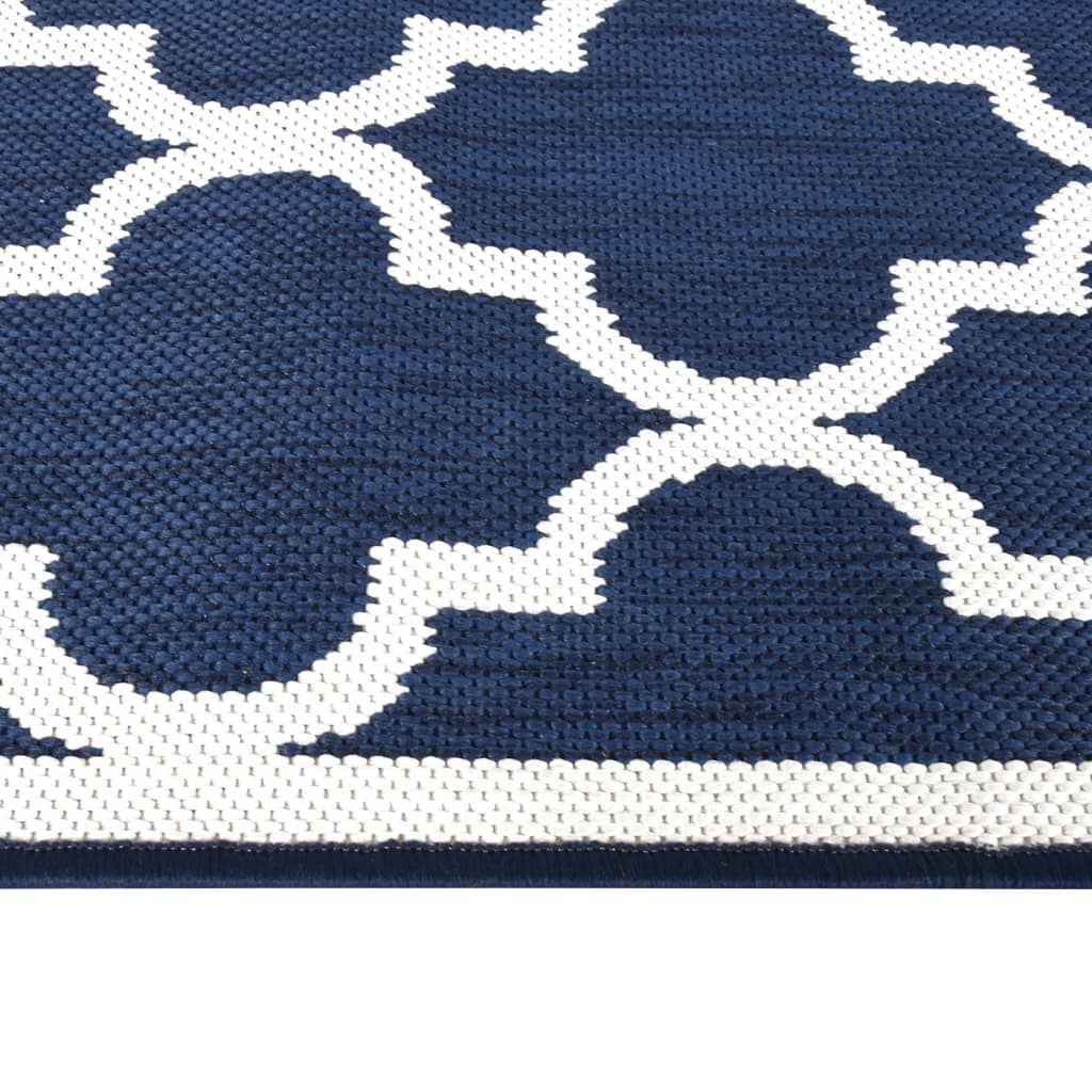 Outdoor rug navy blue and white 80x150 cm