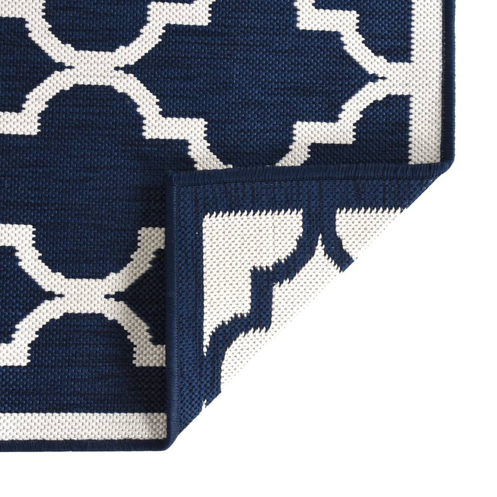 Outdoor rug navy blue and white 80x150 cm