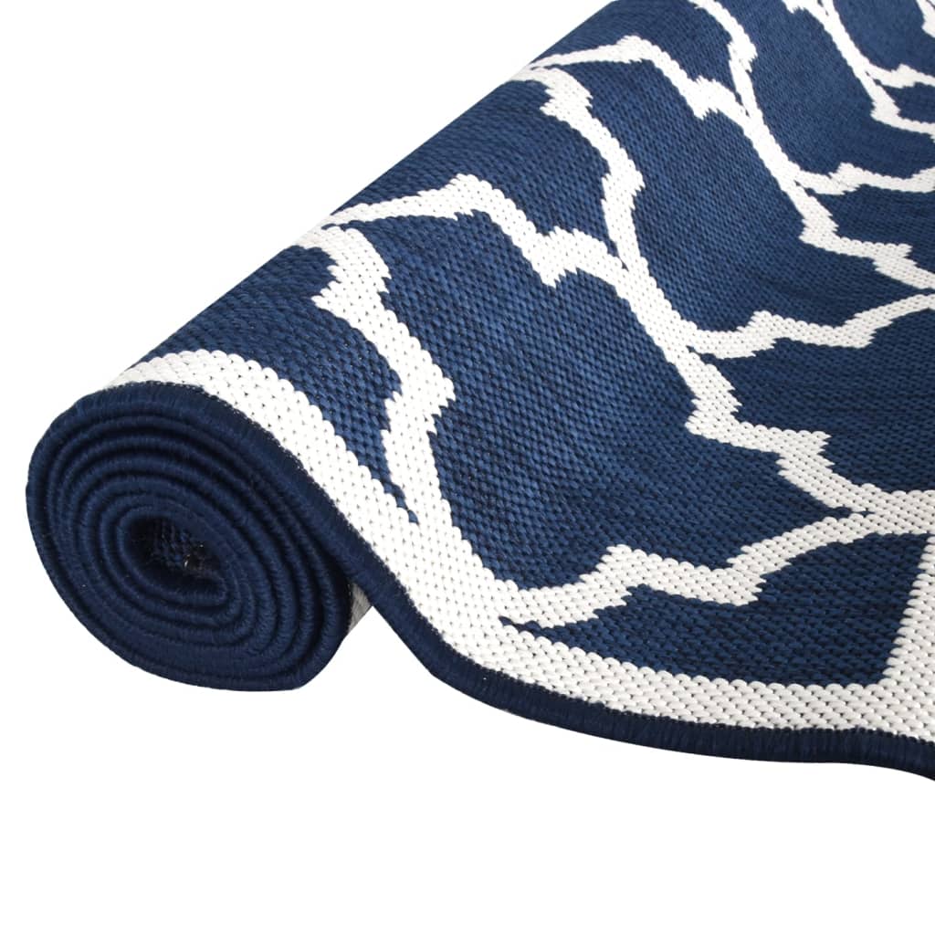 Outdoor-Teppich Marineblau und Weiß 80x250 cm