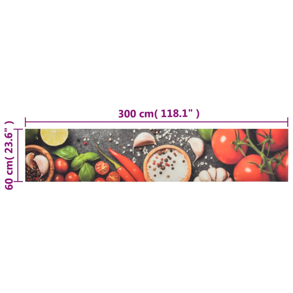 Küchenteppich Waschbar Gemüse 60x300 cm Samt