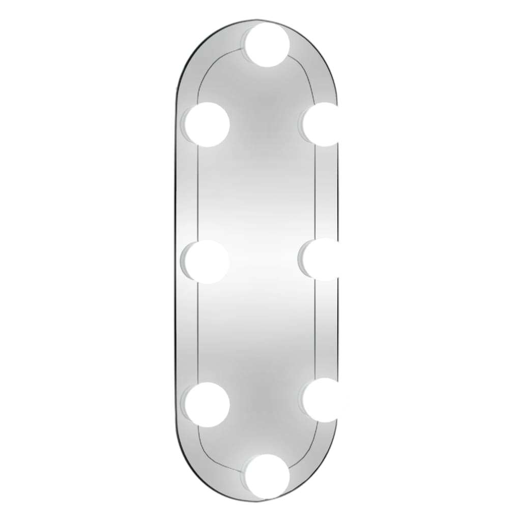 Wandspiegel mit LED-Leuchten 15x40 cm Glas Oval