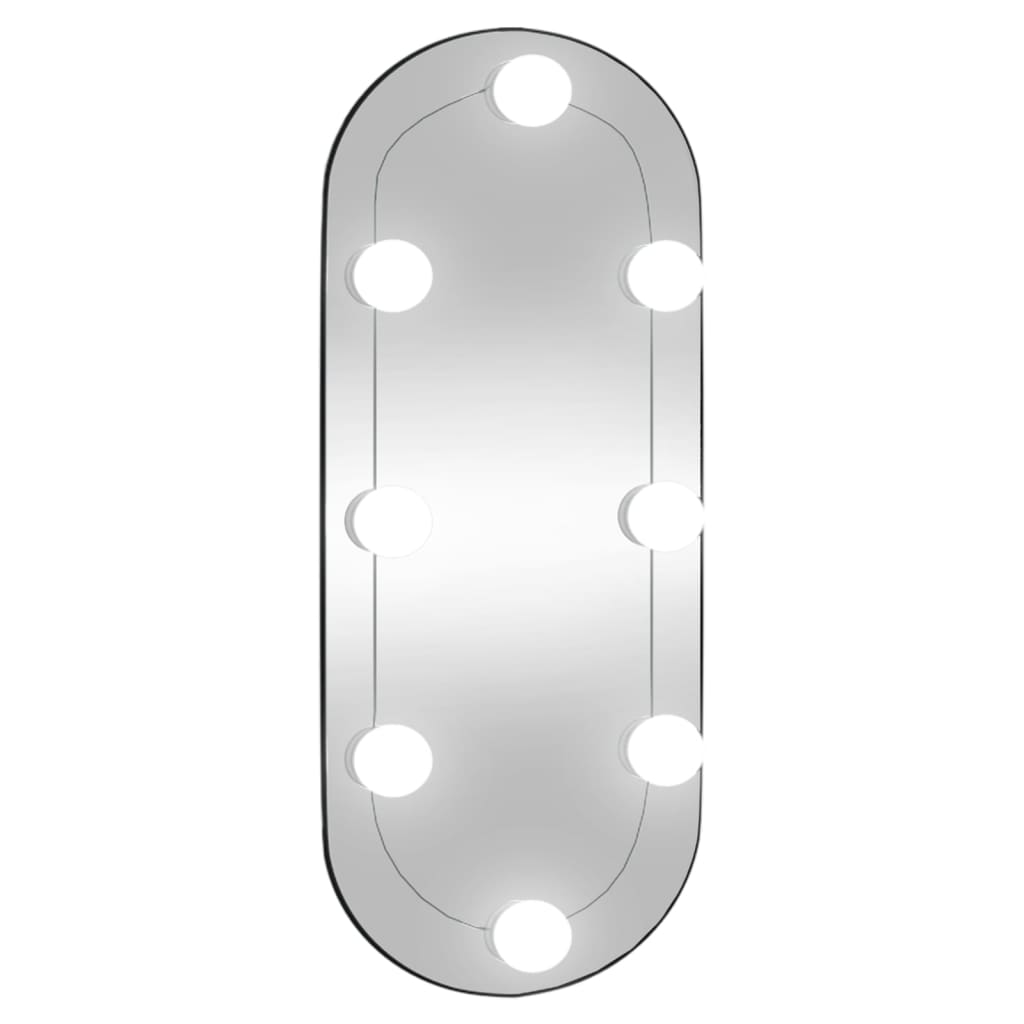 Wandspiegel mit LED-Leuchten 25x60 cm Glas Oval