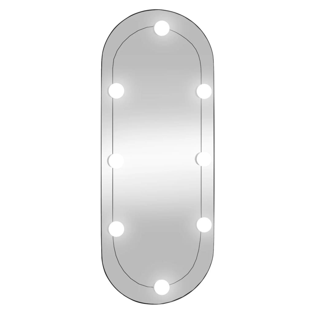 Wandspiegel mit LED-Leuchten 30x70 cm Glas Oval