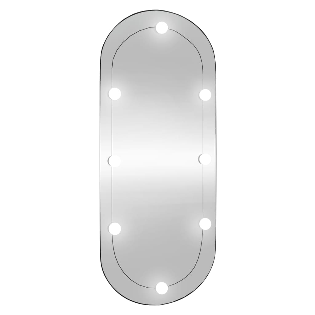Wandspiegel mit LED-Leuchten 45x100 cm Glas Oval