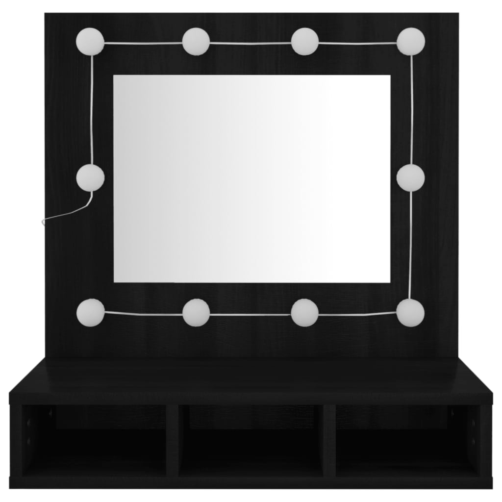 Mirror cabinet with LED black 60x31.5x62 cm