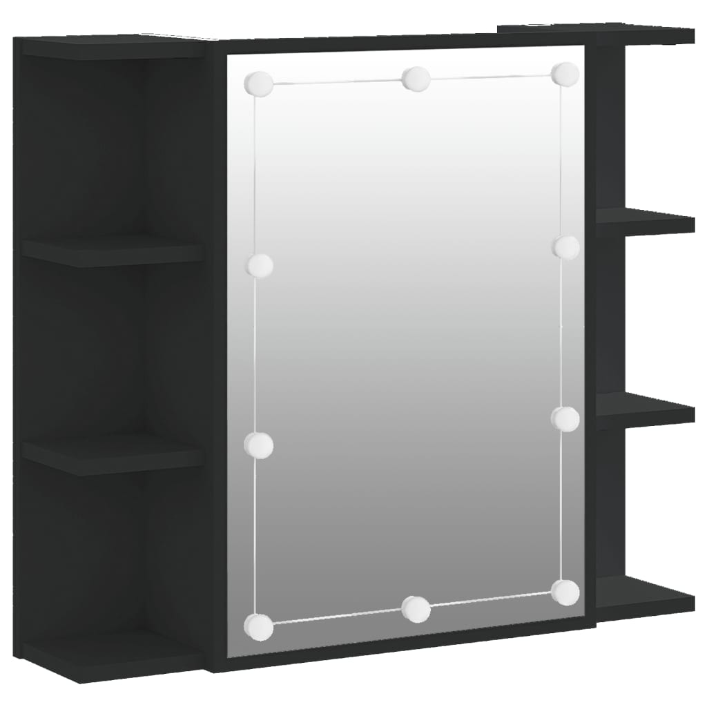 Spiegelschrank mit LED Schwarz 70x16,5x60 cm