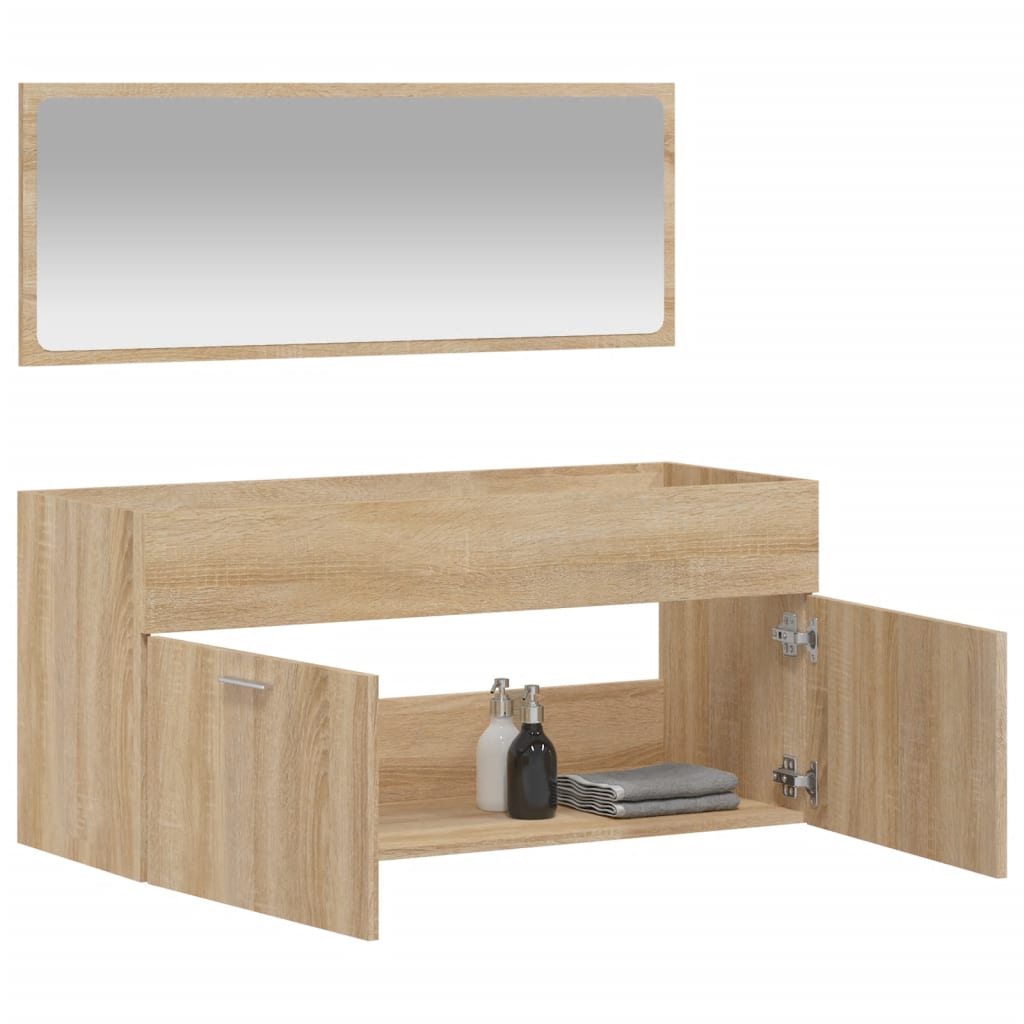 Badschrank mit Spiegel Sonoma-Eiche Holzwerkstoff