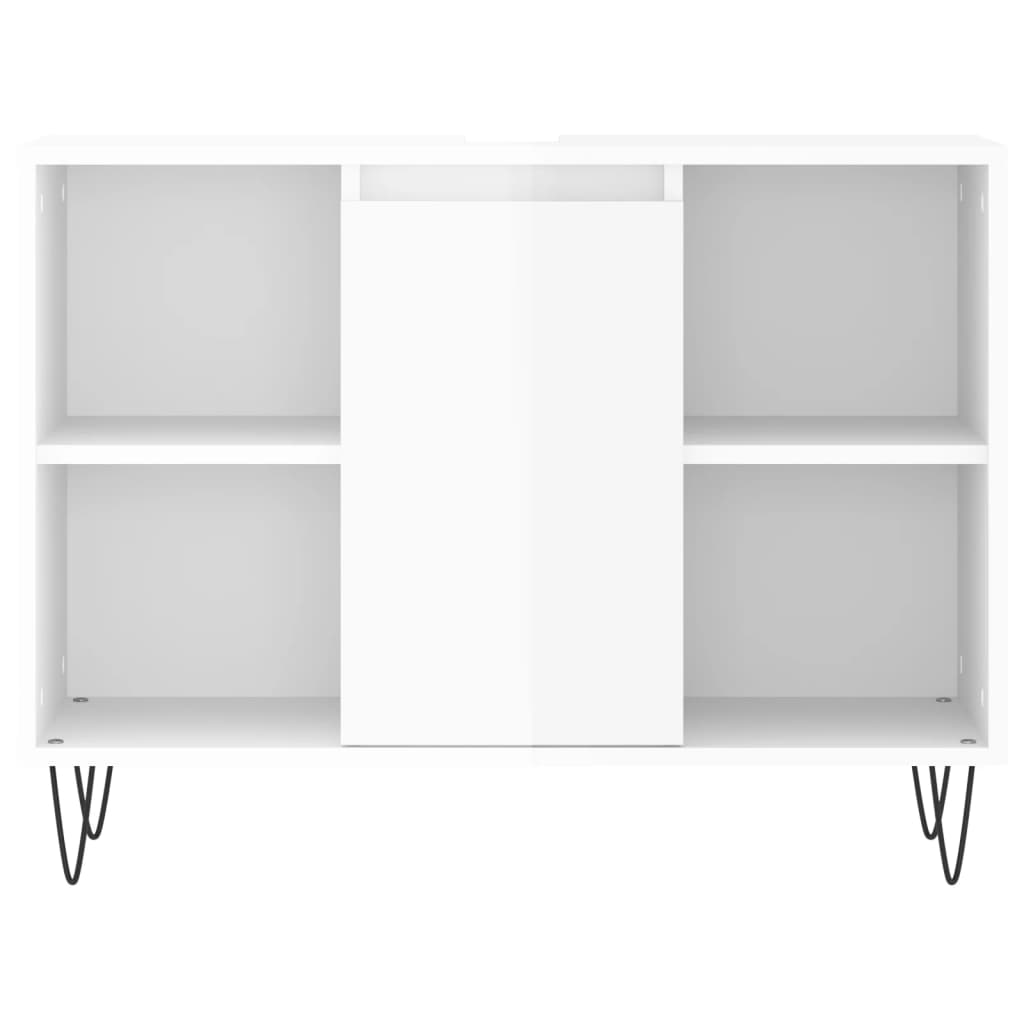3 pcs. Bathroom furniture set high-gloss white wood material