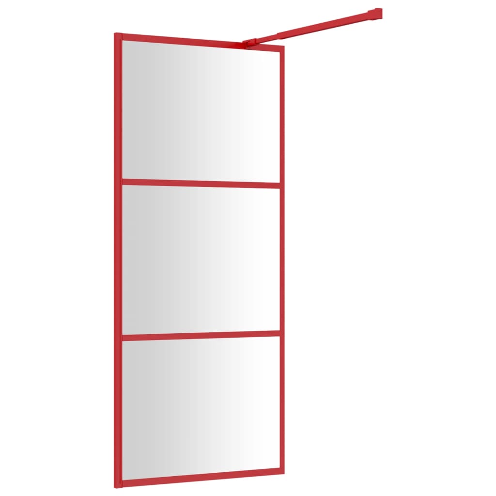 Shower screen for walk-in shower with ESG clear glass red 90x195 cm