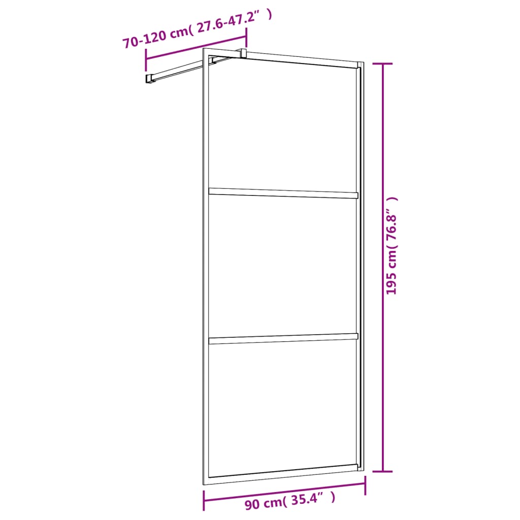 Shower screen for walk-in shower with ESG clear glass red 90x195 cm