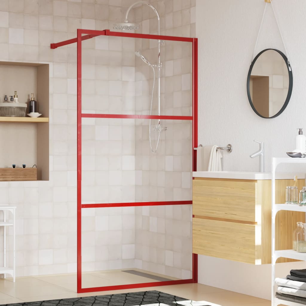 Shower screen for walk-in shower with ESG clear glass red 100x195 cm