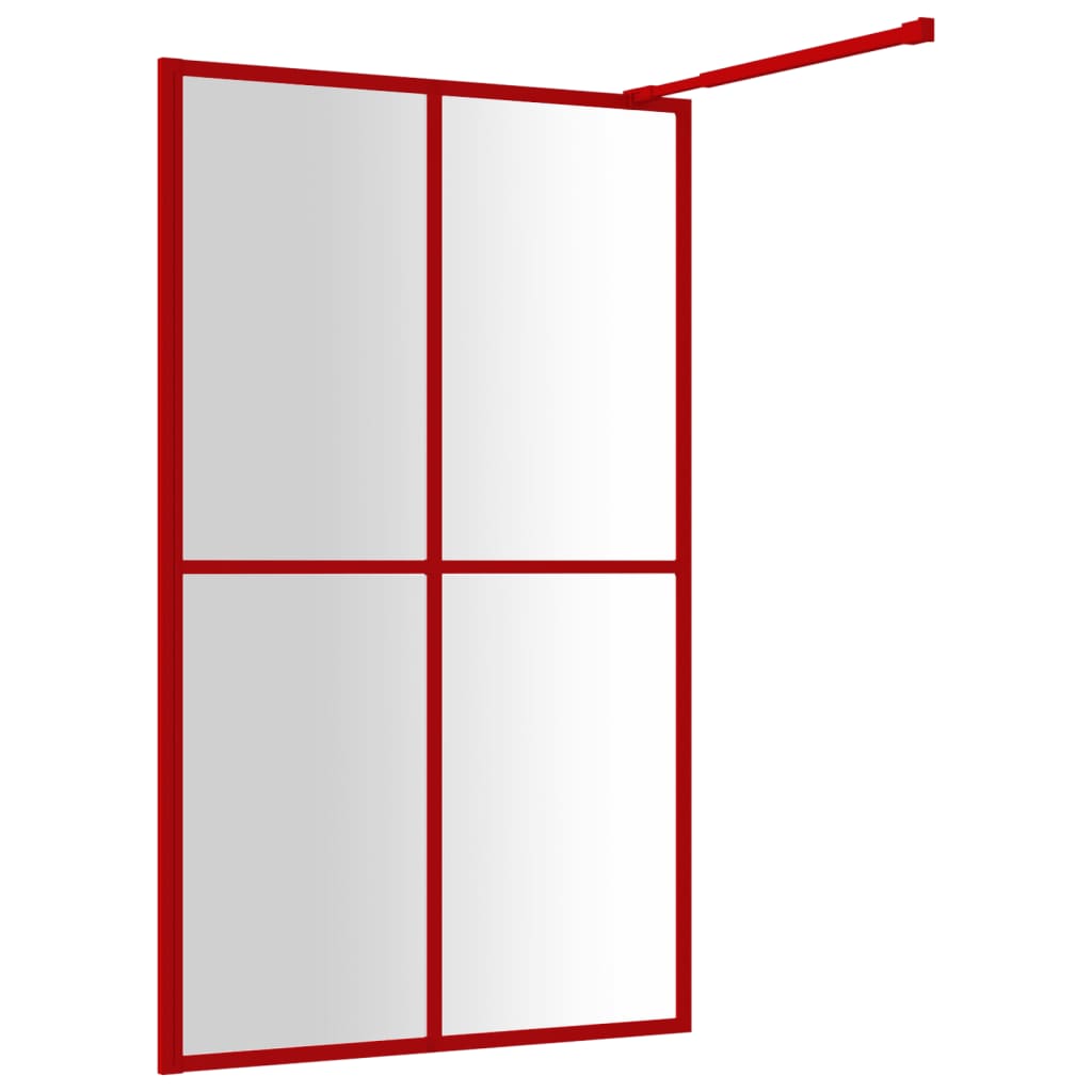 Shower screen for walk-in shower with ESG clear glass red 118x195 cm