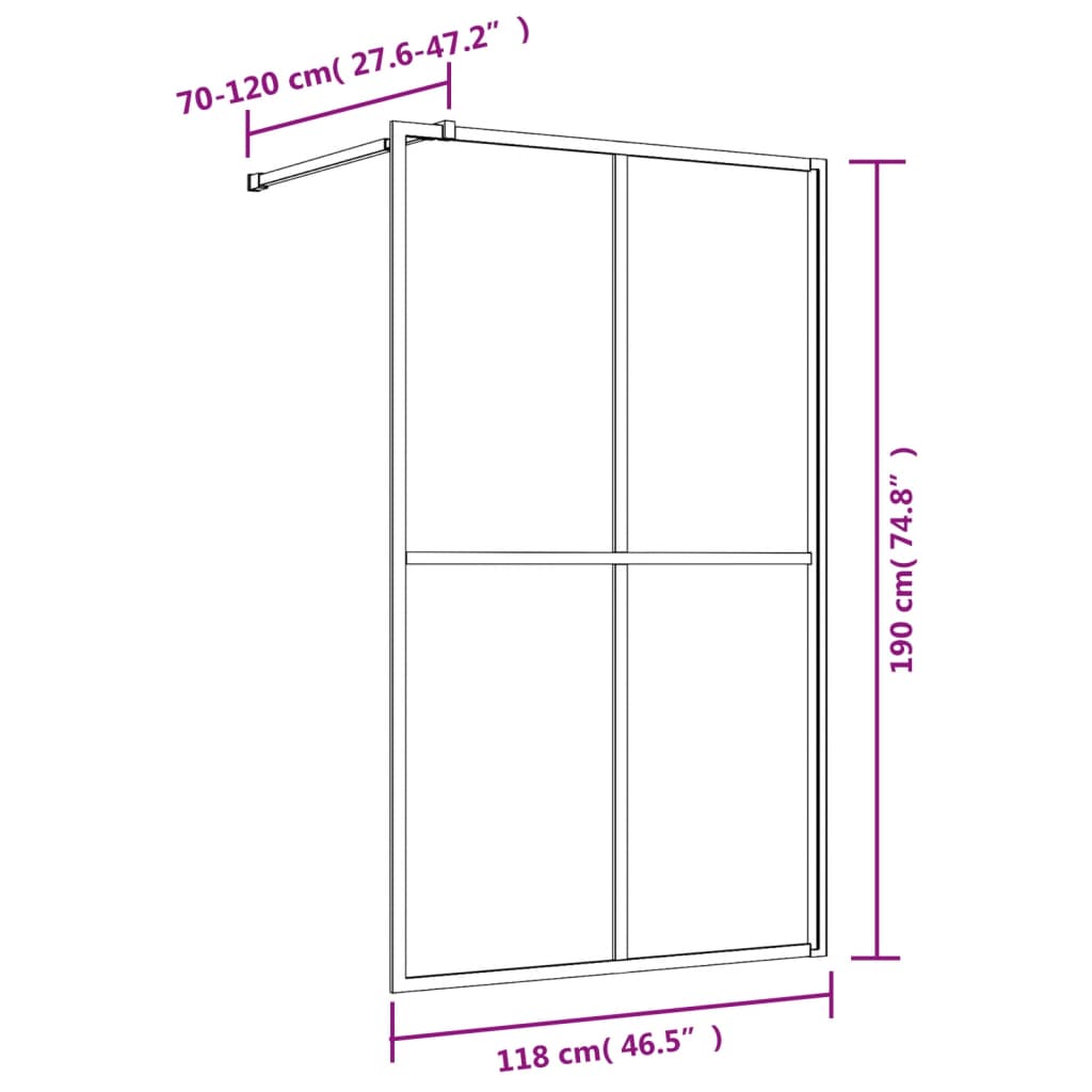 Shower screen for walk-in shower with ESG clear glass red 118x195 cm