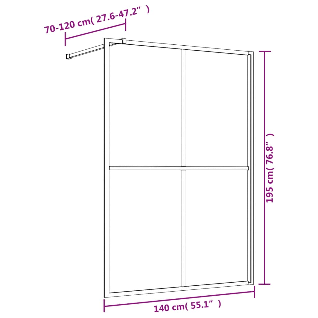 Shower screen for walk-in shower with ESG clear glass red 140x195 cm