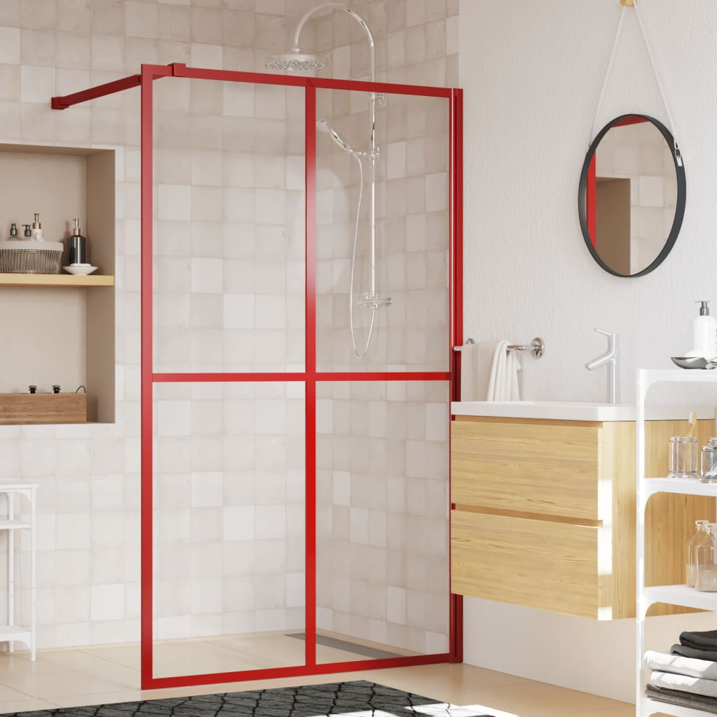 Shower screen for walk-in shower with ESG clear glass red 140x195 cm