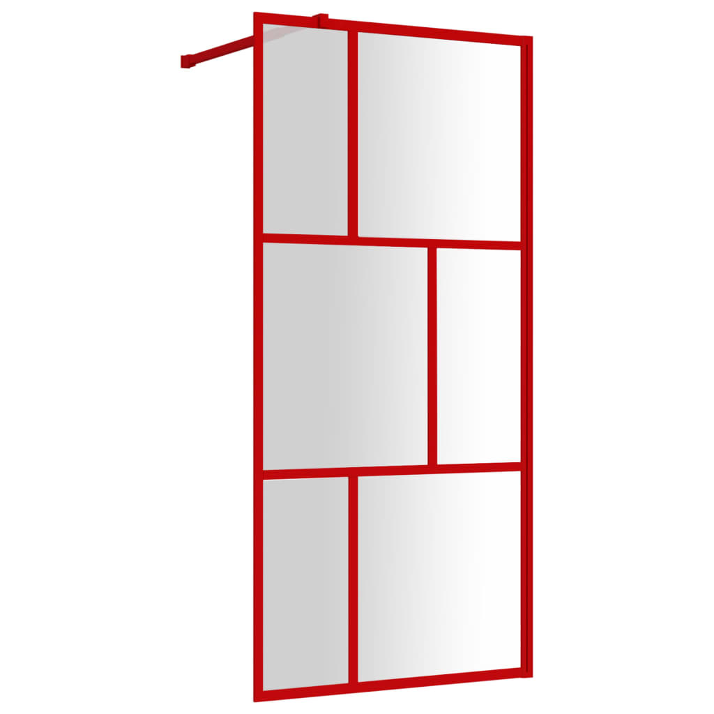 Shower screen for walk-in shower with ESG clear glass red 80x195 cm