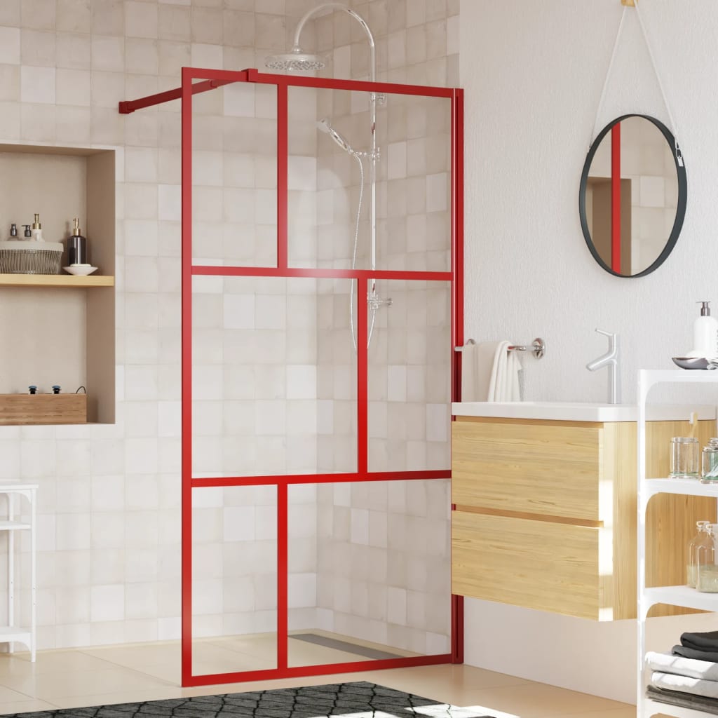 Shower screen for walk-in shower with ESG clear glass red 115x195 cm