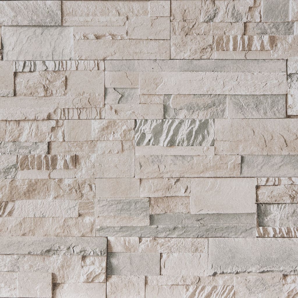 Wallpaper 3D stone look gray and beige