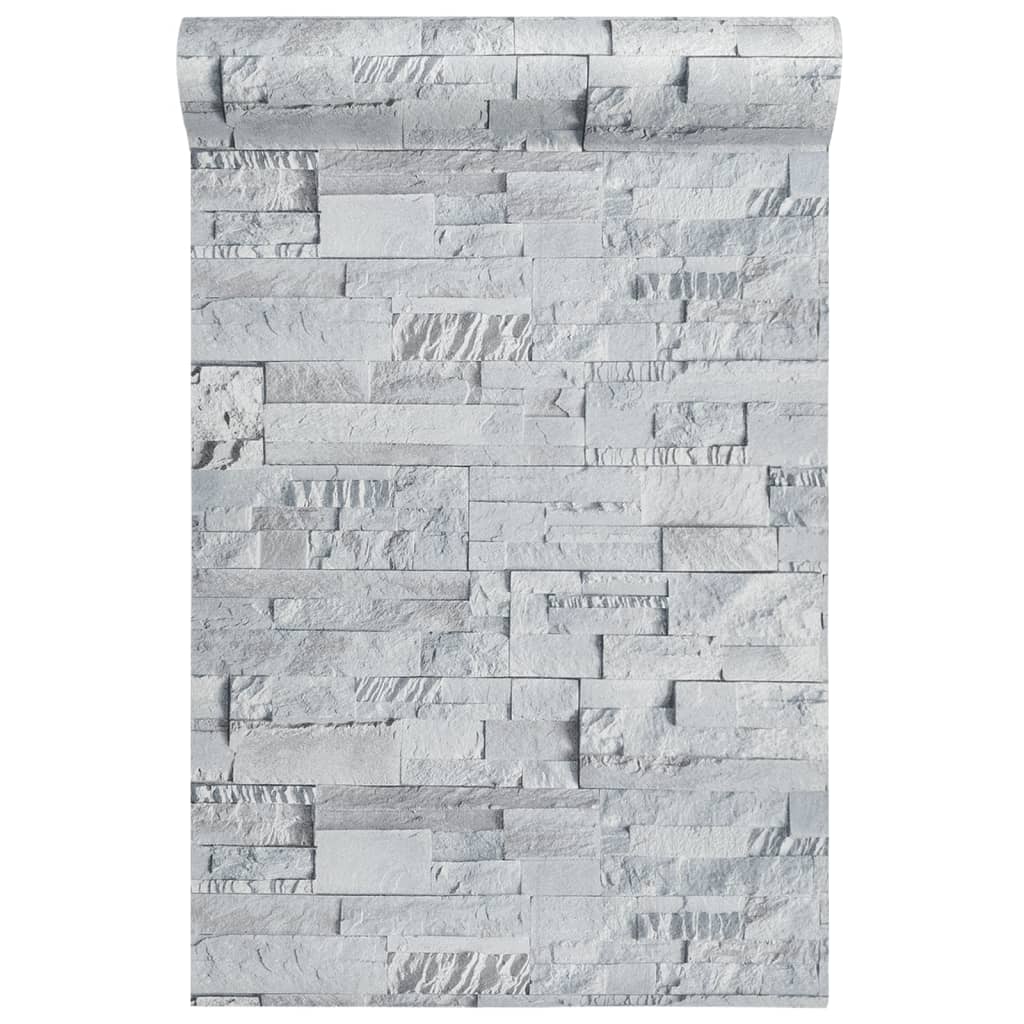 Wallpaper 3D stone look light gray