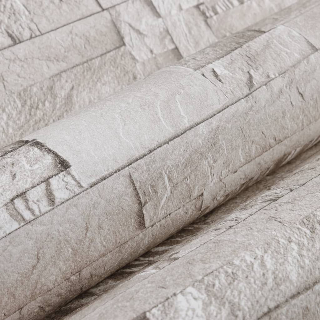 Wallpaper 3D stone look cream