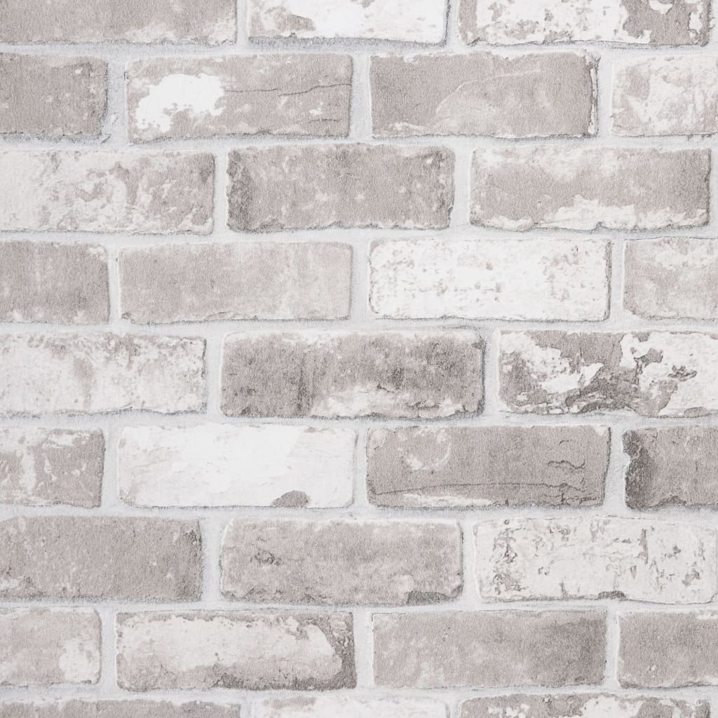 Wallpaper 3D brick pattern grey