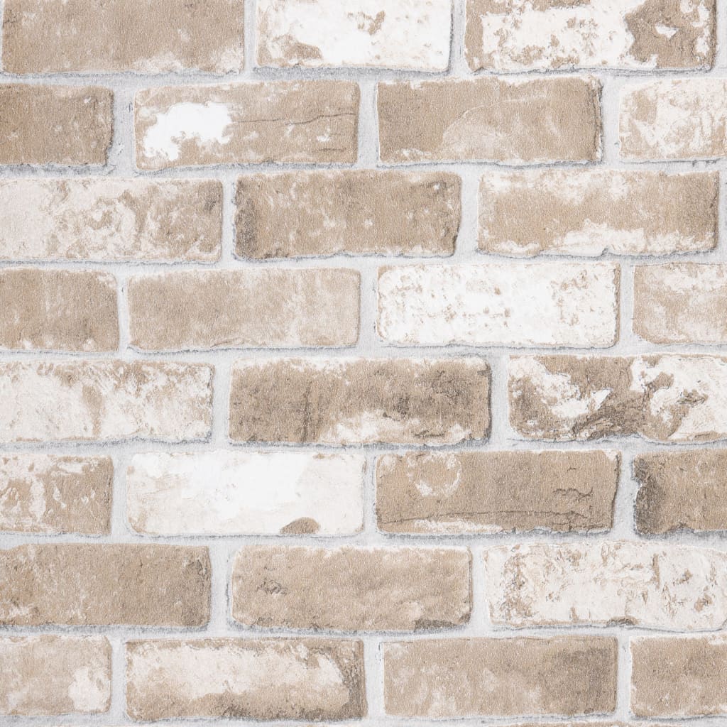 Wallpaper 3D brick pattern brown