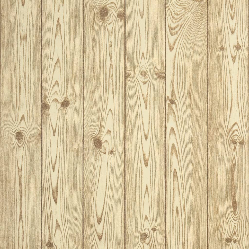 Wallpaper 3D wood look brown