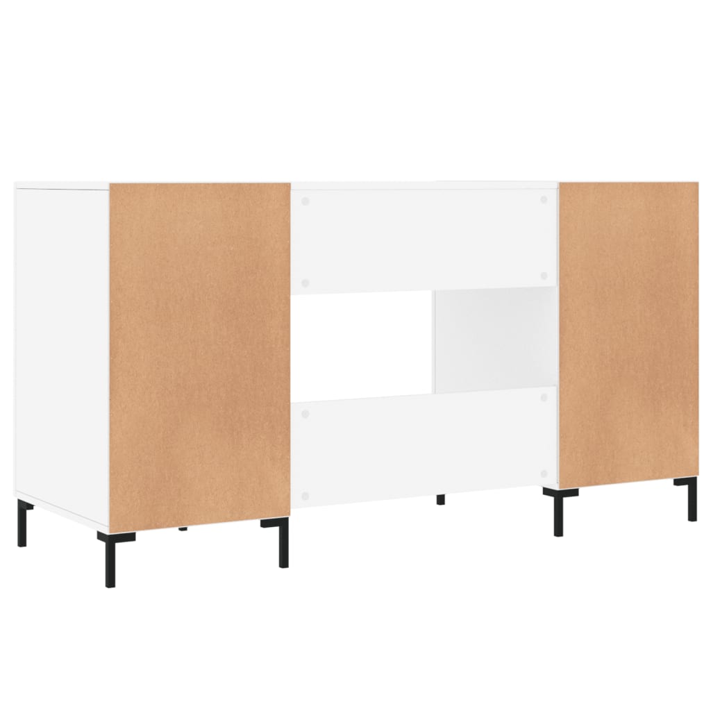 Desk high-gloss white 140x50x75 cm made of wood