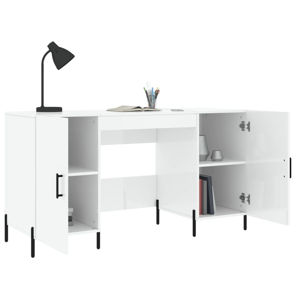 Schreibtisch Hochglanz-Weiß 140x50x75 cm Holzwerkstoff