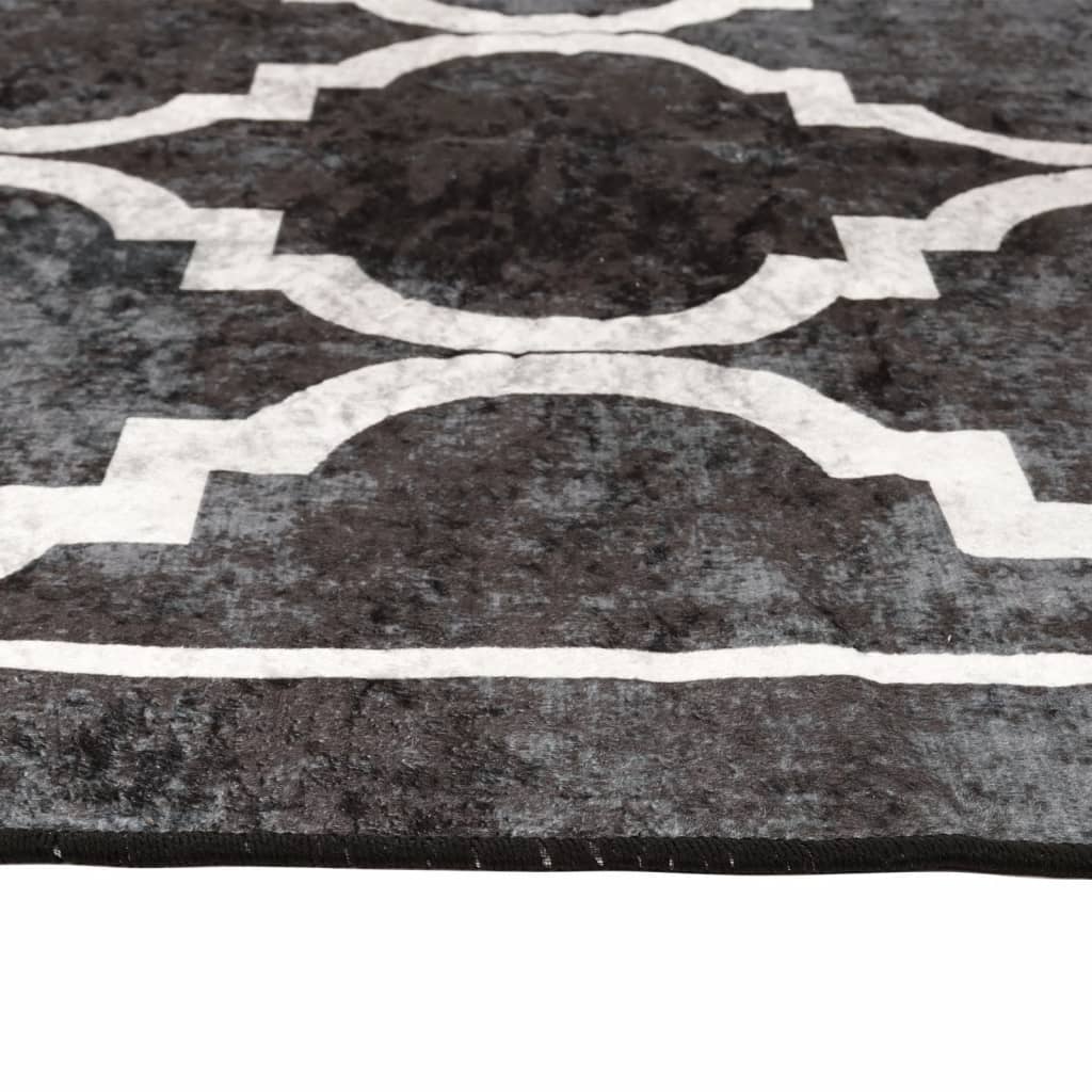 Teppich Waschbar Schwarz und Weiß 80x150 cm Rutschfest