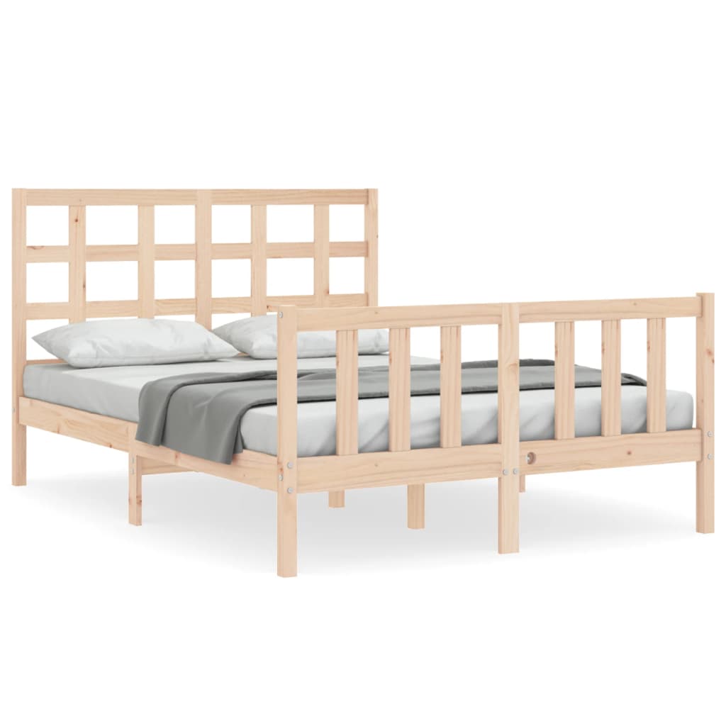 Solid wood bed with headboard