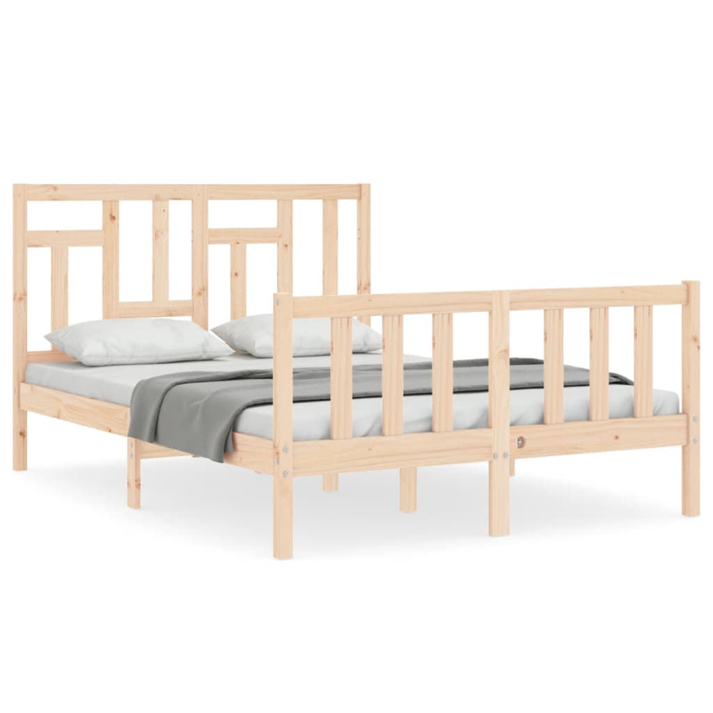 Solid wood bed with headboard 140x200 cm