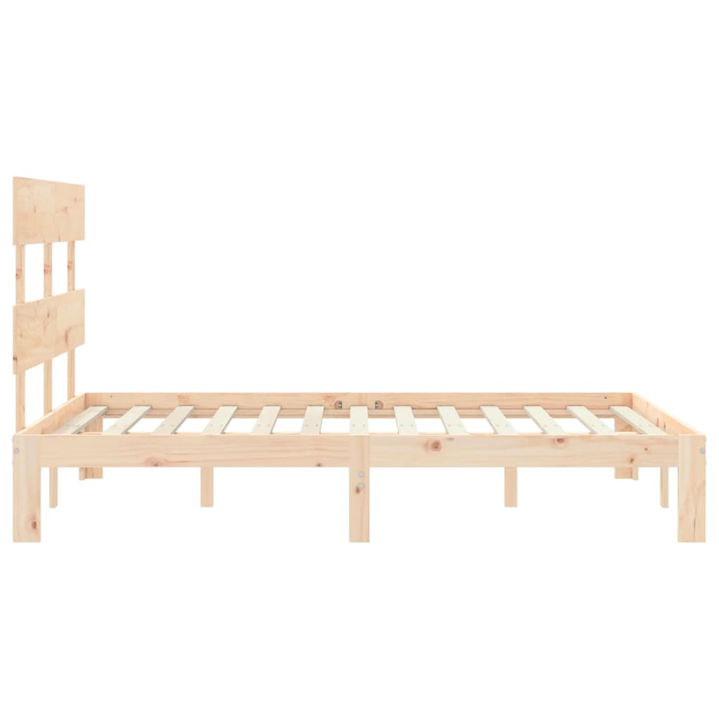 Solid wood bed with headboard 140x200 cm