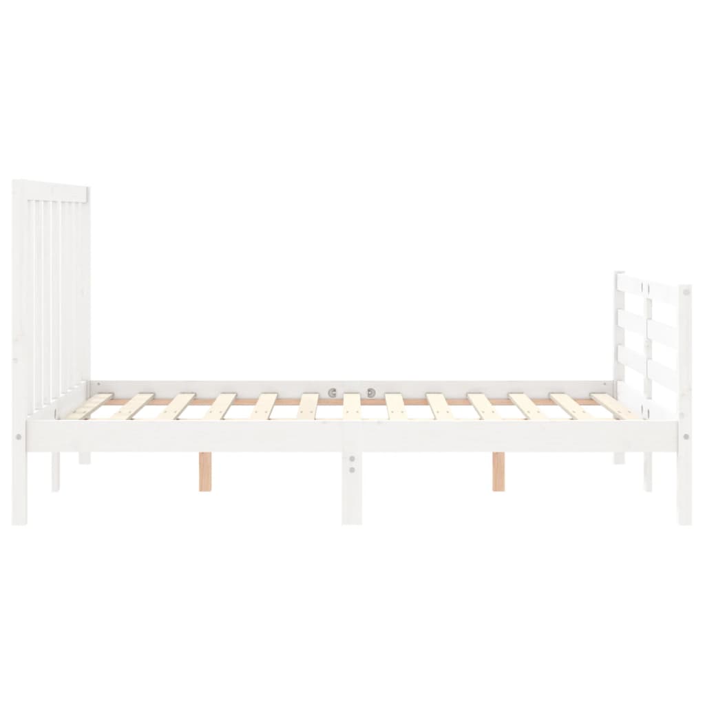 Solid wood bed with headboard white 120x200 cm